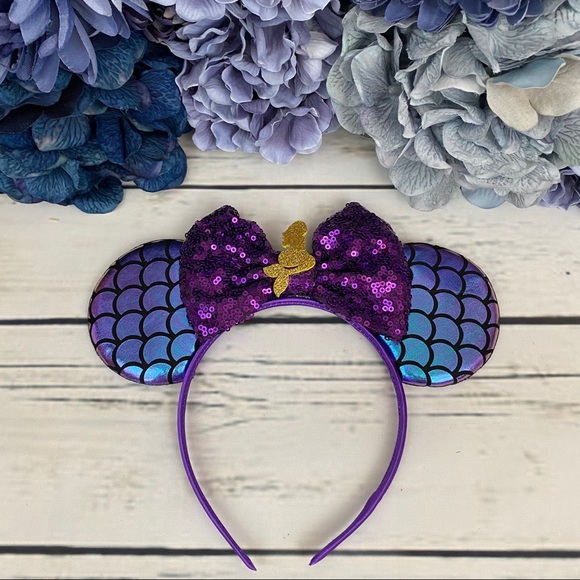 Minnie Mouse Ariel Little Mermaid Headband & Bow - Picture 3 of 16